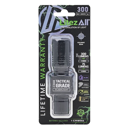 Litezall 300 Lumen Tactical Flashlight LA-300FL-6/24